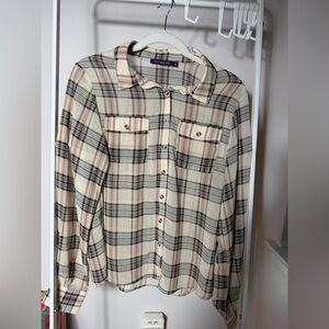 Adore Me Plaid Shirt in Cream and Black